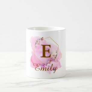 Personalized Trendy Girl Name Floral Flower Wreath Coffee Mug