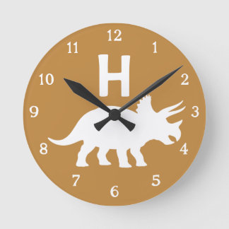 Personalized Triceratops Kids Wall Clock Neutral