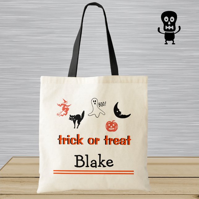 Personalized Trick or Treat Kids Halloween Tote Bag (Creator Uploaded)