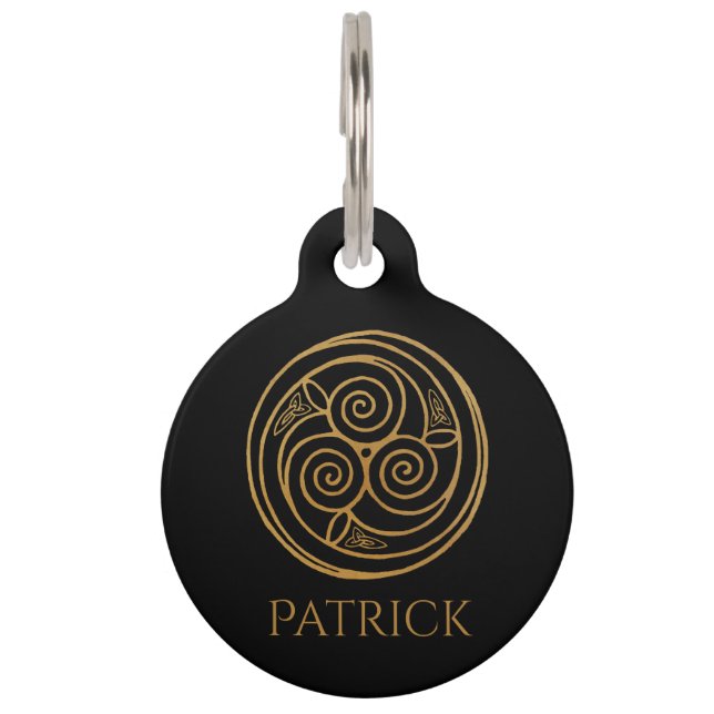 Personalized Triple Celtic Knot Swirl Mandala Pet Tag (Front)