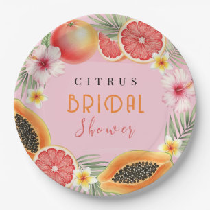 Personalized Tropical Citrus Bridal Shower Paper Plate