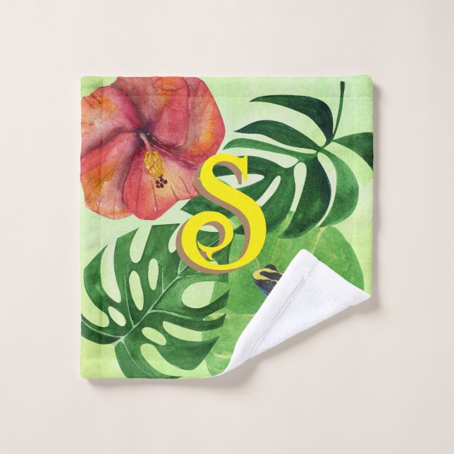 Personalized Tropical leaves Botanical jungle frog Wash Cloth (Wash Cloth)