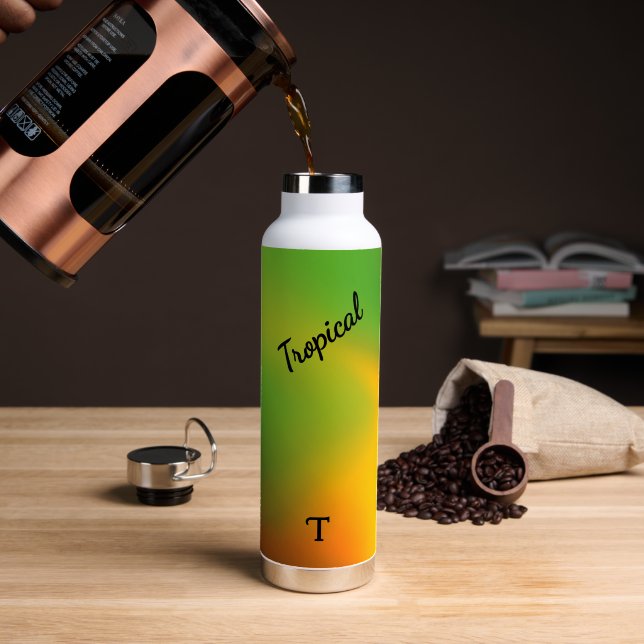 Personalized Tropical Melon Green Water Bottle (Coffee (Rotated))