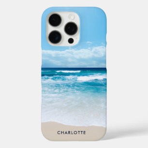 Personalized Tropical Sand Beach Modern iPhone 16 Pro Case