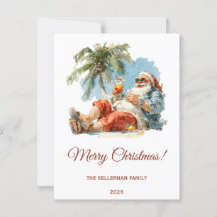 Personalized Tropical Santa Christmas Postcard