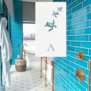 Personalized Tropical  Sea Turtle Bathroom Napkin
