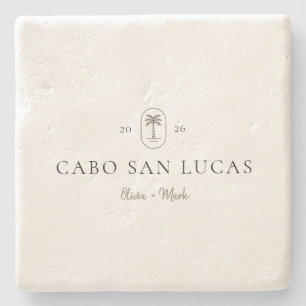 Personalized Tropical Wedding Destination Weekend Stone Coaster
