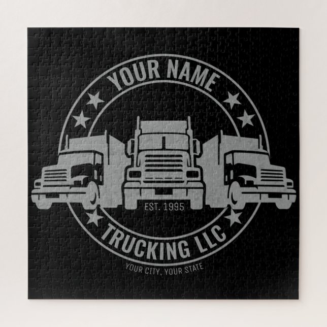 Personalized Trucker Big Rig Semi Truck Trucking Jigsaw Puzzle (Vertical)