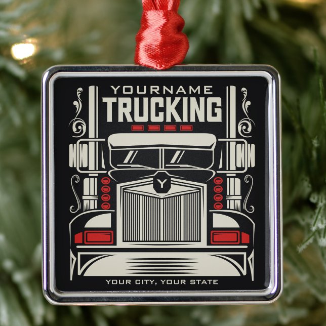 Personalized Trucking 18 Wheeler BIG RIG Trucker Metal Ornament (Creator Uploaded)