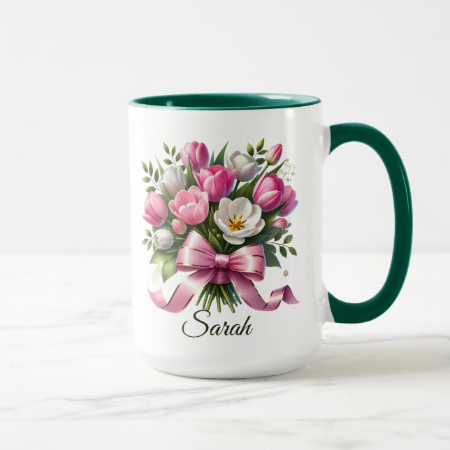 Personalized Tulip Floral Name Mug (Right)