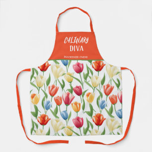 Personalized Tulips Patterns Ladies' Apron