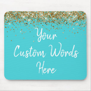 Personalized Turquoise Blue & Gold Assistant Gift Mouse Pad