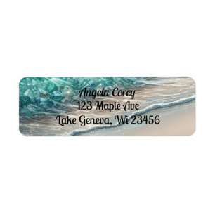 Personalized Turquoise Ocean Waves Return Address Label