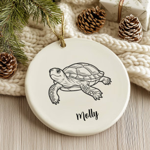 Personalized Turtle Christmas Ceramic Ornament