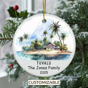 Personalized Tuvalu Ornament, Oceania Ceramic Ornament