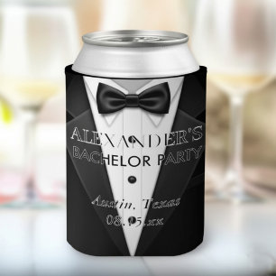 Personalized Tuxedo style Bachelor Party  Can Cooler