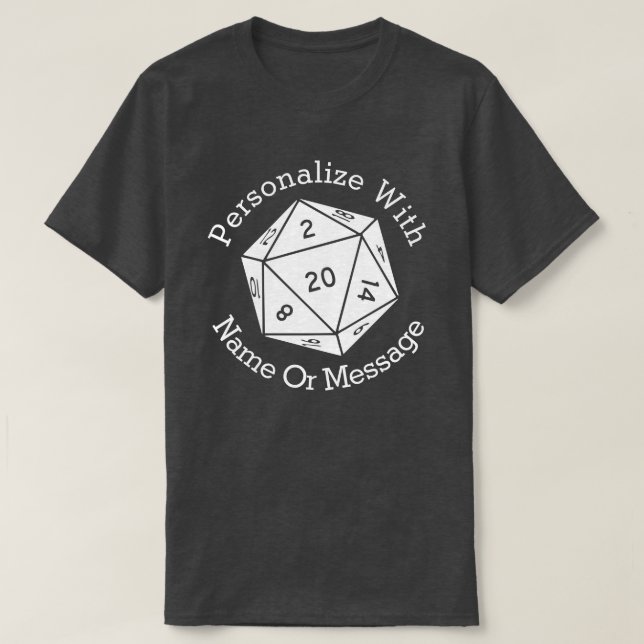 PERSONALIZED Twenty Sided Dice Graphic T-Shirt (Design Front)