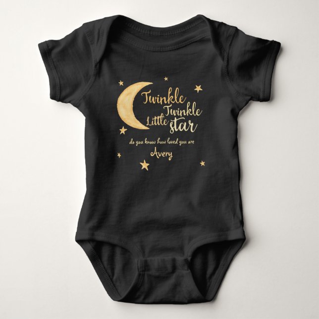 Personalized Twinkle little star watercolor Baby Bodysuit (Front)