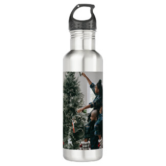 Personalized Two Sided Family Christmas Photo 710 Ml Water Bottle