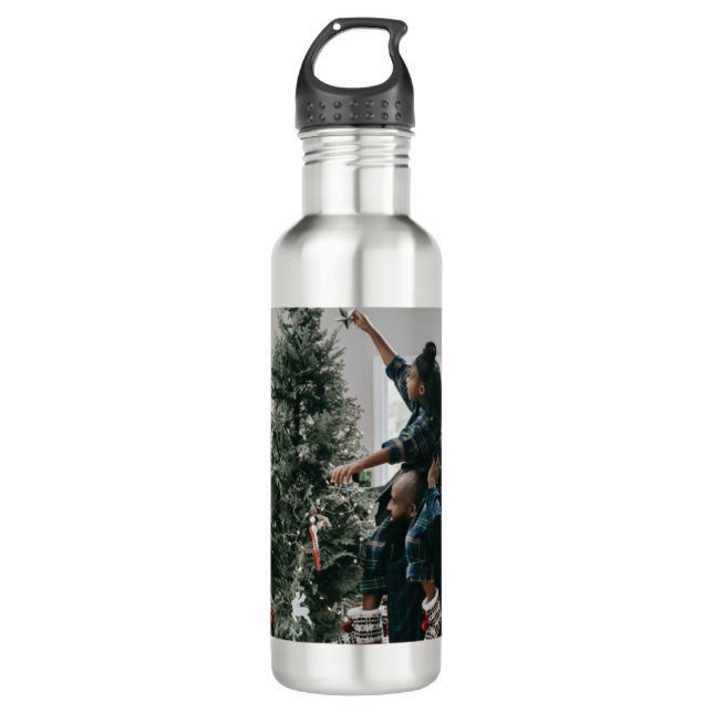 Personalized Two Sided Family Christmas Photo  710 Ml Water Bottle (Front)