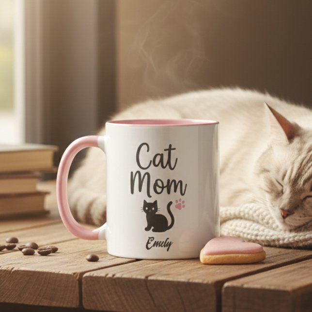 Personalized Two-Tone Cat Mom Mug (Creator Uploaded)