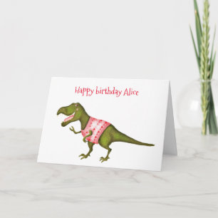 Personalized Tyrannosaurus rex birthday card