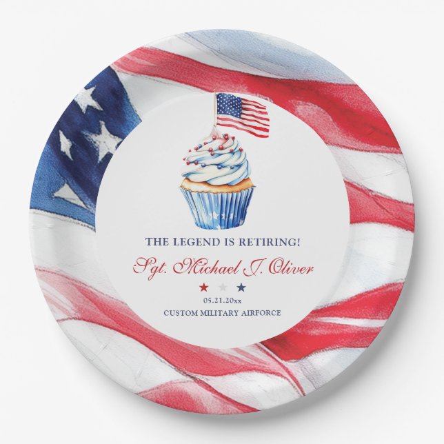 Personalized U.S. Military Retirement Paper Plate (Front)