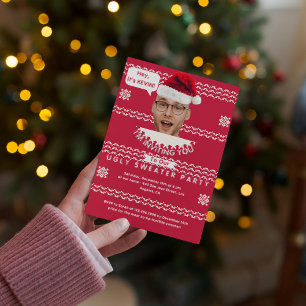 Personalized Ugly Christmas Sweater Holiday Party  Invitation