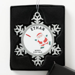 personalized ultimate frisbee snowflake pewter christmas ornament