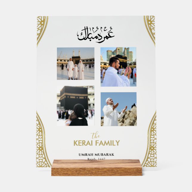 Personalized Umrah Mubarak Photo Collage Acrylic  Acrylic Sign (Front)