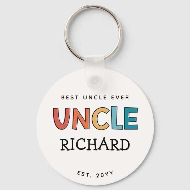 Personalized Uncle Retro Gift Best Uncle Ever Cute Key Ring (Front)