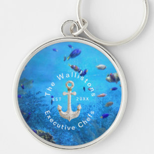 Personalized Underwater Ocean Scene w/ Anchor  Key Ring