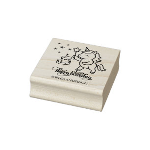 Personalized Unicorn 1st Birthday Rubber Stamp