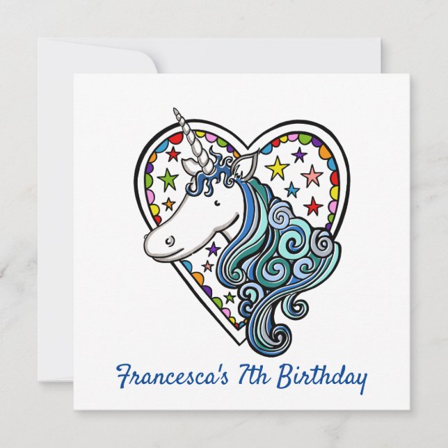 Personalized Unicorn Children's Birthday Invite (Front)