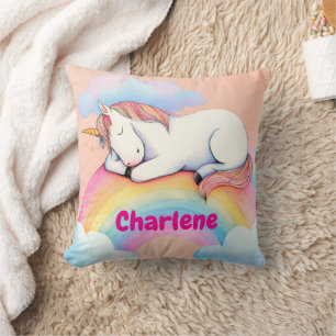 Personalized Unicorn Gift, Watercolors, Cushion