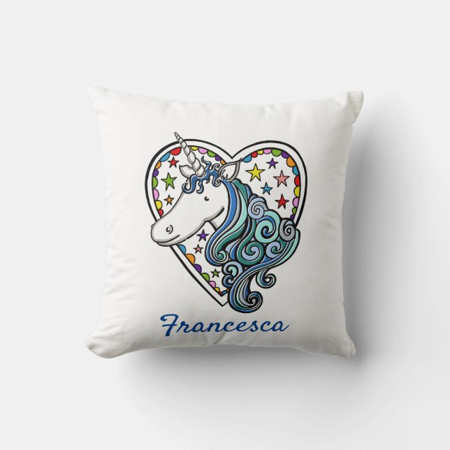 Personalized Unicorn Heart Cushion (Front)