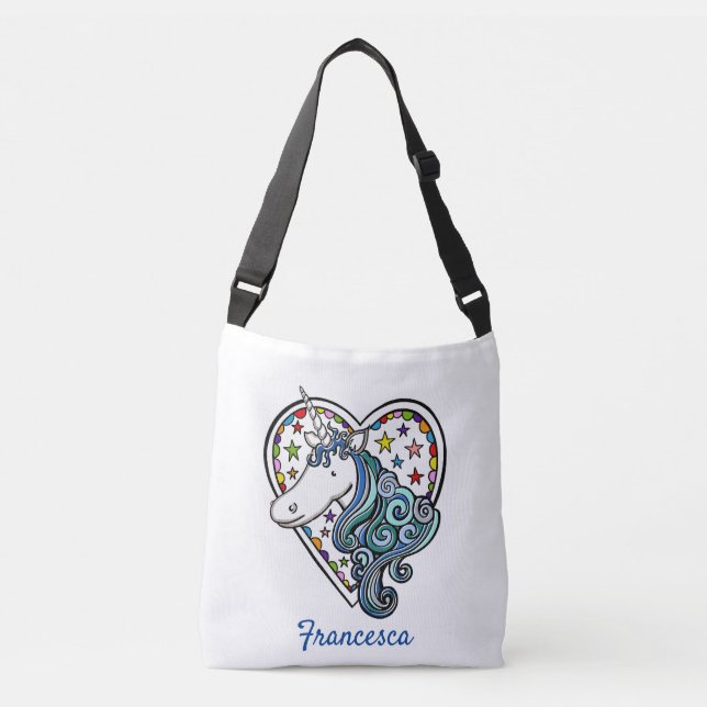Personalized Unicorn Heart Tote Bag (Front)
