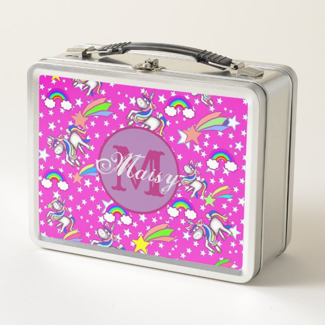 Personalized Unicorn Metal Lunchbox (Front)