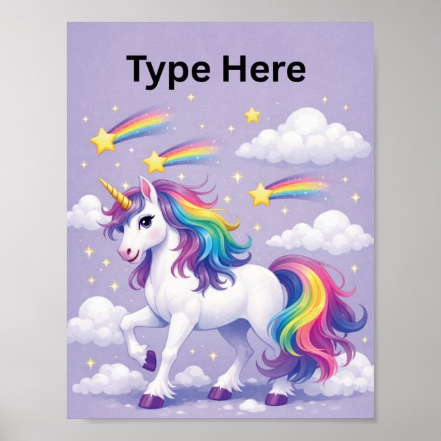 Personalized Unicorn Name Poster – (Purple) (Front)