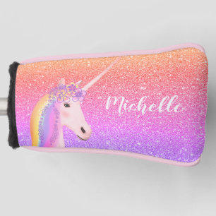 Personalized Unicorn Rainbow Glitter Golf Head Cover