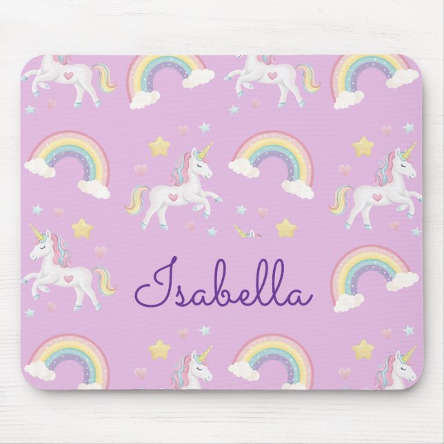 Personalized Unicorn Rainbow Sparkle Mouse Mat (Front)