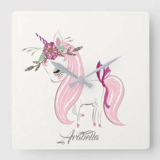 Personalized Unicorn Square Wall Clock