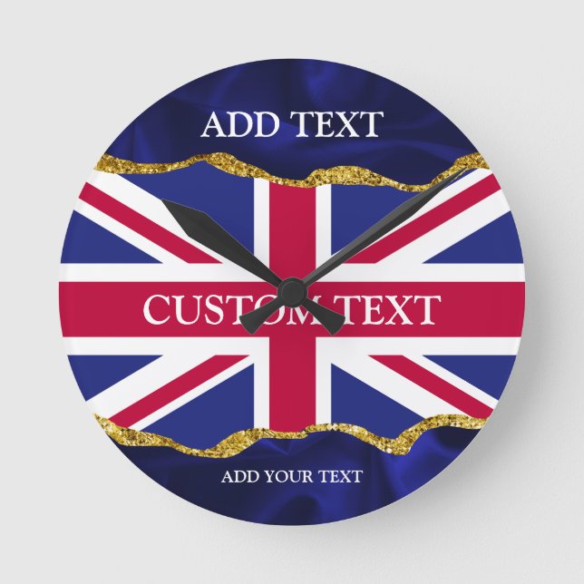 Personalized .Union Flag Wall Mounted Time Keeper Round Clock (Front)