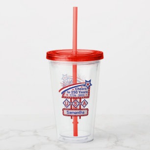 Personalized USA 250–Patriotic Retro Marquee Acrylic Tumbler