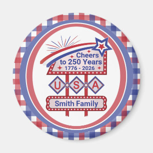 Personalized USA 250–Patriotic Retro Marquee Magnet