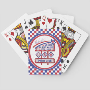 Personalized USA 250–Patriotic Retro Marquee Playing Cards