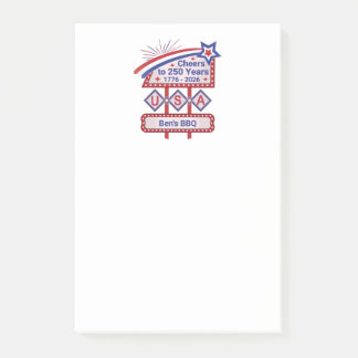 Personalized USA 250–Patriotic Retro Marquee Post-it Notes
