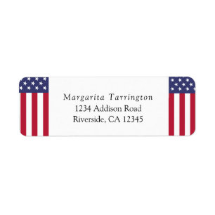 Personalized USA Flag Image Return Address Label
