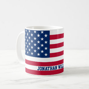 Personalized USA Flag Stars and Stripes Coffee Mug