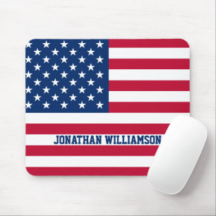 Personalized USA Flag Stars and Stripes Mouse Pad